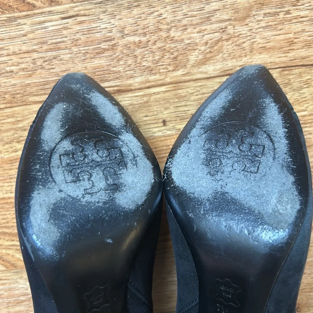 Tory Burch Black Suede Pointed-Toe Ankle Boots